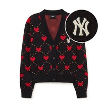 MLB 엠엘비 여성 하트 전판 크롭 가디건 NY Black 3FKCH0234-50BKS