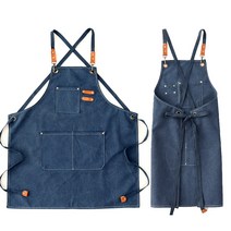 OMT 캔버스 데님 앞치마 카페 공방 바리스타 화방 어린이집 OKA-AP150, 네이비