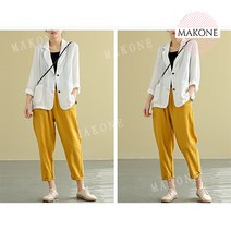 여성 린넨자켓 버튼 정장 빈티지 루즈핏 면마 캐주얼