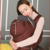 입는 아기띠 워머 구스 패딩 후드 겨울 아기 덮개 극세사 편한 신생아 스마트 태아 포대기, 솜누빔 워머 버건디