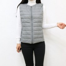 여성 오리털 덕다운 경량 패딩 지퍼 조끼 점퍼 베스트