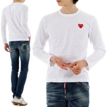 [꼼데가르송] [명품] AZ T118 WHITE 레드하트 와펜 티셔츠 22SSAZT118W