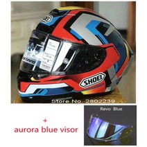 오토바이헬멧 SHOEI X14 헬멧 X-Fourteen Marquez Brink 레드 화이트 블루 풀 페이스 레이싱 오토바이, 03 aurora blue visor