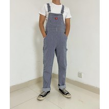 미군 코디 레트로 흑청 빅사이즈 데님 남자멜빵바지 배기핏 연청 츠나기 정비복 복고 와이드