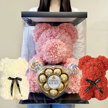 화이트데이 선물 세트 사탕 초콜릿 여자친구 꽃 꽃다발 초콜렛 페레로로쉐, 40cm(레드) 페레로하트 회오리사탕2개