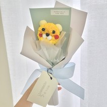 핸드메이드 퐁퐁국화 비누꽃 곰돌이 꽃 한송이 선물 심플한꽃다발