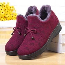 겨울 천신발 여자 면화 덧신 두꺼운 보온 엄마화 플랫 미끄럼 방지 할머니화 중장년 앵클부츠
