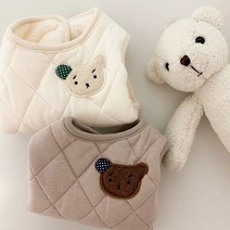 로즈블리 강아지 깔깔이 후리스 패딩조끼 겨울옷 반려동물옷, 곰돌이 누빔조끼, 화이트
