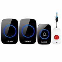 CACAZI-스마트 홈 무선 호출기 초인종 노인 긴급 알람 벨 LED 미국 EU 영국 플매트 카펫 러그 80m 원격 게이트 220V, 옵션, 1x2xsos