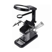 LED 납땜 보조 스탠드 돋보기형 인두거치 납땜 보조기, 쿠팡 갓블레스 블랙_{축01)