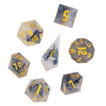 Cusdie 반투명 주사위 샤프 엣지 DND 주사위 D&D 주사위 7개 수제 다면체 주사위 세트 롤 플레잉 게임 MTG, Transparent
