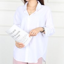 여성 탄탄한 짜임 린넨 기본 베이직 오버핏셔츠 빅사이즈여성의류 ~3XL 아사셔츠