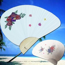 꽃누르미 압화부채만들기패키지 조개부채 대 수국꽃 패키지 국산 누름꽃부채만들기 부채체험패키지, 조가비부채 중(접착한지)