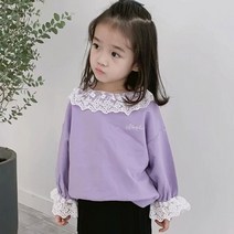 케이쓰리이 러블리 여아 레이스 맨투맨 티셔츠