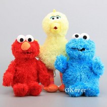 웃는엘모인형 엘모 굿즈 Elmo 세서미 스트리트 애착인형 3 가지 쿠키 몬스터 빅버드 인형 완구 소프트 봉제 30-33 cm, 3 Pieces