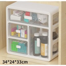 서랍형 플라스틱 슬라이딩 약통 다용도 3단 4단 약 정리함 약장 서랍장 투명창 정리대 미니 수납장 리빙박스 수납 트레이 박스, 4칸