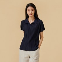[JAJU/자주] 여 올데이 플리츠 티셔츠_네이비