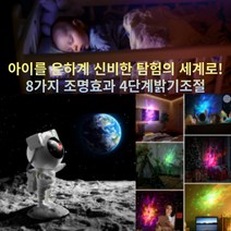 우주비행사 무드등 우주인 달 오로라 바다 별 은하수 선셋 조명 집들이 크리스마스 선물, 무선충전형