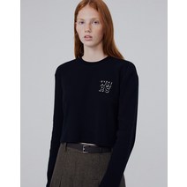 22FW [WEHOURS]블랙 로고자수 면 긴팔티셔츠 HSTS2DH54BA