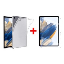 1+1 갤럭시탭A8 10.5 슬림핏 TPU 젤리 케이스 + 강화유리 액정보호필름1장 SM-X200 X200N X205 X205N 삼성 2022, 반투명