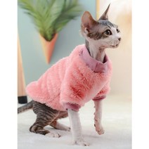 chol 스핑크스 고양이 가을 겨울 기모 맨투맨 XS-XL, 핑크