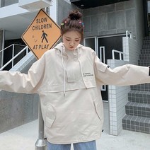 오버 핏 커플 아 노락 패션 바람막 이 후드 편한 티셔츠 DKs 남자 박스티 여자 레 어드룩 간절기 남녀