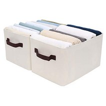 StorageWorks Storage Bins for Shelves with Metal Frame Rectangle Storage Baskets Large Beige 2-P, 1