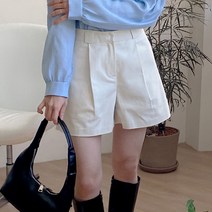 [포디룩] 마크 핀턱 코튼 반바지
