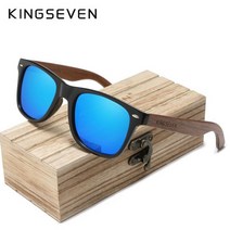 KINGSEVEN 흑백 호두 선글라스 나무 편광 남자 안경 수제 UV400 보호 소품 상자, Blue Wood box, 2주소요_Original Polarized