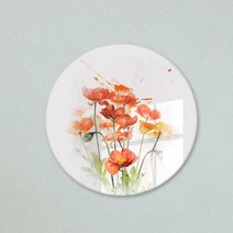 꾸밈 cs921-원형아크릴액자수채화꽃시리즈 아크릴액자, 3.빨간꽃
