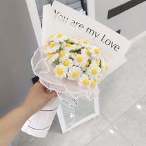캐모마일 뜨개질 꽃다발 데이지 만들기 프러포즈 선물 장미 뜨기 조화 핸드메이드 DIY 털실, 단일사이즈, 레드로즈 풀세트