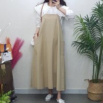 제이후 가을 루즈핏 빅사이즈 끈 나시 멜빵 오버롤 플레어 뷔스티에 롱 원피스