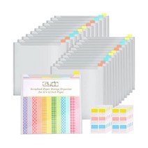 Caydo 스크랩북 종이 보관 정리함 30 5 x 30 5cm(12 12인치) 보관함 스크랩북 종이 카드스톡 비닐 종이 종이 파일 및 사진 보관용 스티커 인덱스 탭 포함