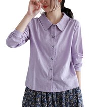 여성 춘추용 클래식 캐주얼 셔츠 긴팔 남방 카라넥 무지 4컬러 ZH23061219