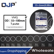 고무오링 패킹 실리콘 오링 고무링 흰색 실리콘 링 실리콘/VMQ O OD55/60/65/68/70/75/80/85/90/95/100*2m, 07 80x76x2mm_01 1 piece