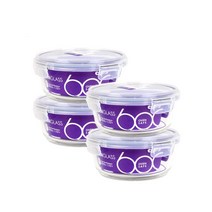 코멕스 오븐글라스 내열유리 밀폐용기 원형 400ml x 4개, 단품