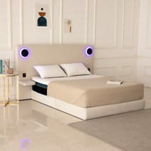 벨라 침대 헤드보드 프레임 호텔식 퀸 킹 led 조명침대 더블 머리판, 라지킹 1700, 크림아이보리, 헤드+잠와요 둥둥 매트리스