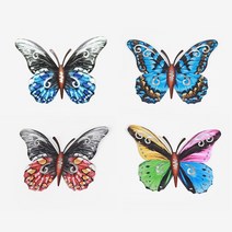 조형물 4pcs 금속 나비 벽 장식 매달려 조각 벽 작품 정원 장식 miniaturas 동물 야외 동상 마당, 4개