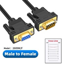 COM 포트 485 통신 케이블 DB9 연결 케이블 RS232 직렬 케이블 9 핀 수-암 직접 교차 연결 라인, 04 Cross M to F_01 1M