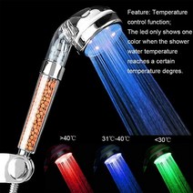 샤워기온도계 LED 스마트 샤워 헤드 뜨거운 37 색상 led 고압 물 절약 레인 센서 미네랄 핸드 필터 노즐, 3가지 색상