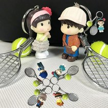 미니어처 테니스 라켓 총6개세트 스크린테니스장 기념 선물, 여성 - 회색 총6개세트 7번