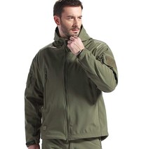 FREE SOLDIER 남성용 소프트쉘 하이킹 재킷 방수 후드 전술 사냥 재킷 (아미 그린 XXL)
