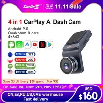 자동차 카플레이 안드로이드오토 CarlinKit-카플레이 Ai 박스 대시 캠 무선 카플레이 안드로이드 오토 4 인 1 Tv 박스 1080P HD GPS 4G 유튜브 넷플릭스 플레, 02 32G TF Card