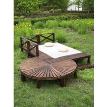 원목평상 조립식 야외 나무 평상 데크 정원 정자 마루, 90x 너비 90x 높이 20cm 001㎡ 2