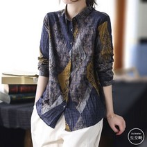 도오빠 여성 긴팔 셔츠 남방 블라우스 일반 카라넥 플라워 꽃무늬 도형 패턴 봄 여름 가을 여자셔츠