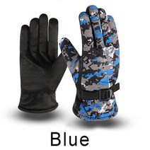 남성 겨울 따뜻한 장갑 야외 스포츠 달리기 사이클링 오토바이 스노우 보드 스키 정전기 방지 전체 손가락, 02 Blue_01 12x26cm