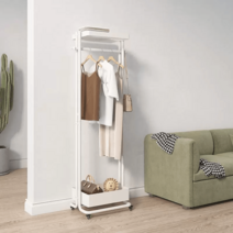 이동식 행거 옷걸이 선반 모던 스탠드 자취방 이케아 드레스룸, 화이트+바퀴