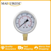 측정공구 1/4 나사산 연결 압력 게이지 60mm 표면 직경 정밀, 01 0-0.1Mpa