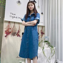 [세인트이브] 오픈가능 데님반팔 롱원피스