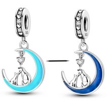 MULA 925 스털링 실버 깃털 행성 트렁크 소녀 매력 비즈 맞춤 오리지널 판도라 팔찌 DIY 주얼리 만들기, KTC795